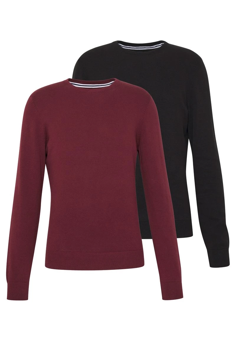 Pier One Hombre 2 PACK - Jersey De Punto - Black/bordeaux 3 Pier One Hombre 2 PACK - Jersey De Punto - Black/bordeaux
