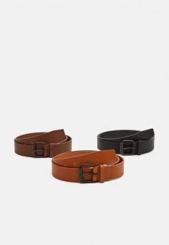 Pier One Unisexo 3 PACK - Cinturón - Black/brown/cognac