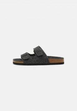 Pier One Unisexo UNISEX - Sandalias Planas - Dark Grey