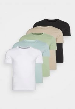 Pier One Hombre 5 PACK - Camiseta Básica - White/beige/black