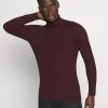 Pier One MUSCLE FIT TURTLE - Jersey De Punto - Mottled Bordeaux, Hombre