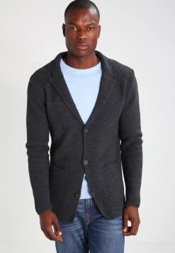 Pier One Chaqueta De Punto - Mottled Dark Grey, Hombre