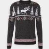 Pier One Hombre WINTERY CHRISTMAS JUMPER - Jersey De Punto - Black