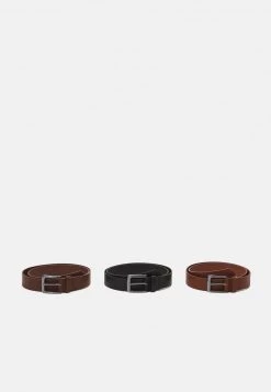 Pier One Unisexo 3 PACK UNISEX - Cinturón - Cognac/brown/black