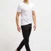 Pier One 2 PACK - Camiseta Básica - White/black, Hombre
