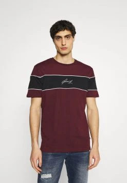 Pier One Hombre Camiseta Estampada - Bordeaux/black/white