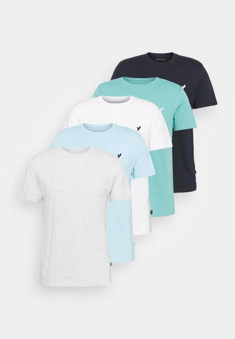Pier One Hombre WITH BIRD STRAIGHT 5 PACK - Camiseta Básica - Light Grey - 101_white - 001_green - 602 9 Pier One Hombre WITH BIRD STRAIGHT 5 PACK - Camiseta Básica - Light Grey - 101_white - 001_green - 602 - Imagen 7