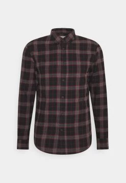 Pier One Hombre Camisa - Mottled Dark Grey / Bordeaux