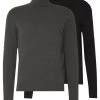 Pier One Hombre 2 PACK - Jersey De Punto - Black/mottled Dark Grey