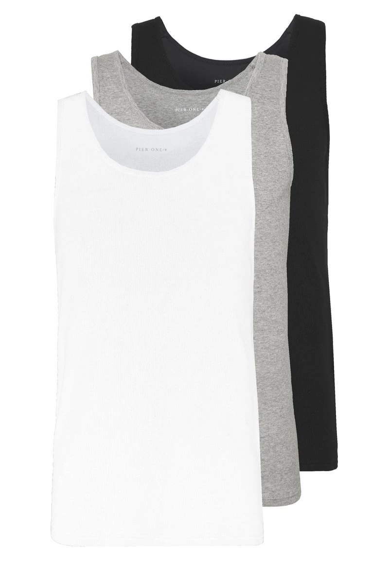 Pier One Hombre 3 PACK - Top - White/black 3 Pier One Hombre 3 PACK - Top - White/black
