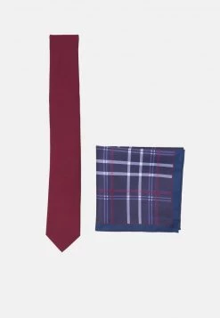 Pier One Hombre SET - Corbata - Bordeaux/dark Blue