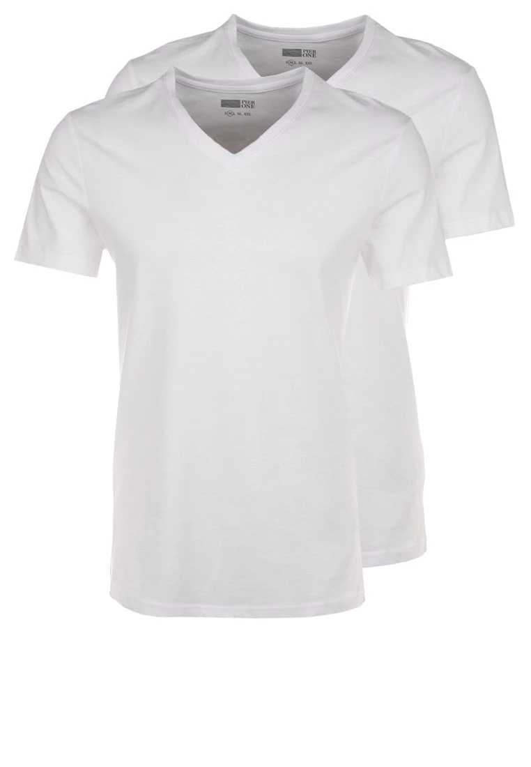 Pier One Hombre 2 PACK - Camiseta Básica - White 3 Pier One Hombre 2 PACK - Camiseta Básica - White