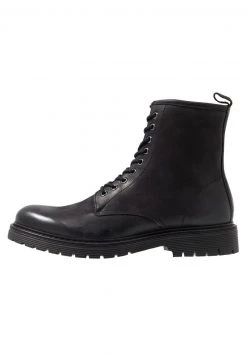Pier One Hombre LEATHER - Botines Con Cordones - Black