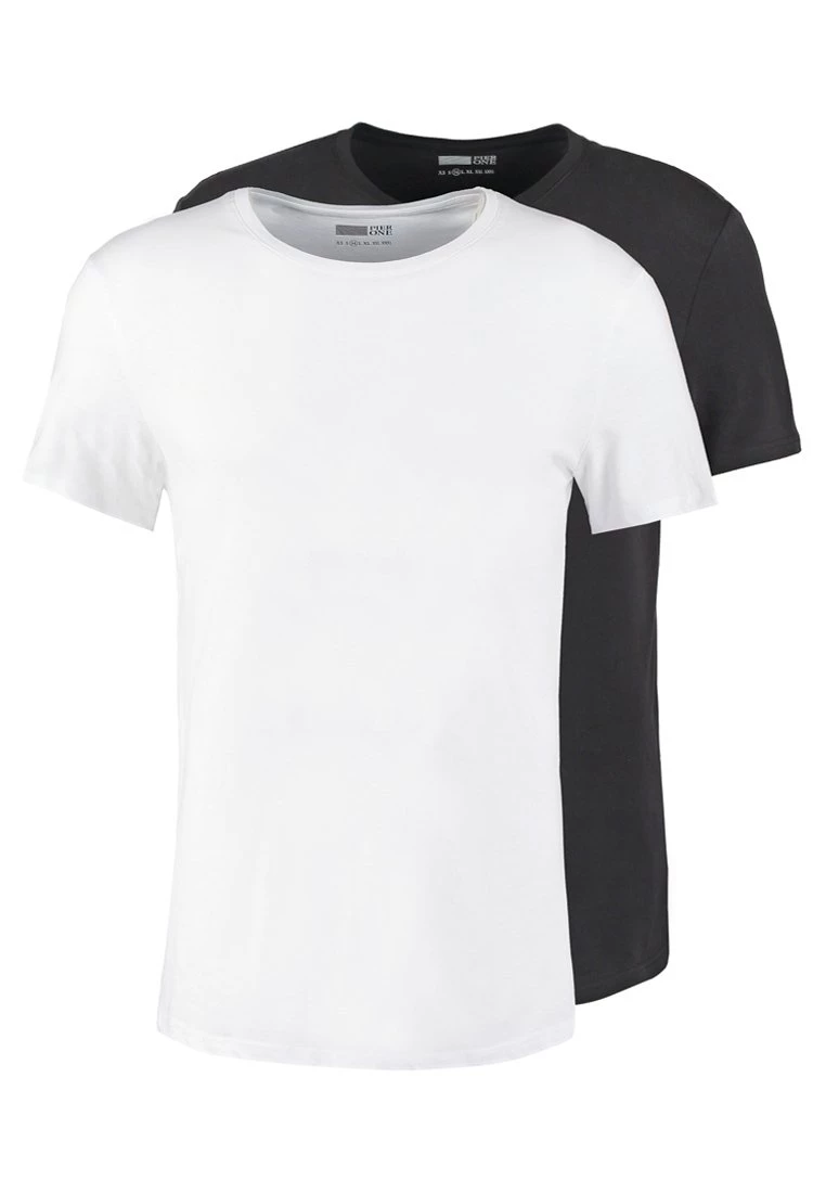 Pier One 2 PACK - Camiseta Básica - White/black, Hombre 4 Pier One 2 PACK - Camiseta Básica - White/black, Hombre - Imagen 2