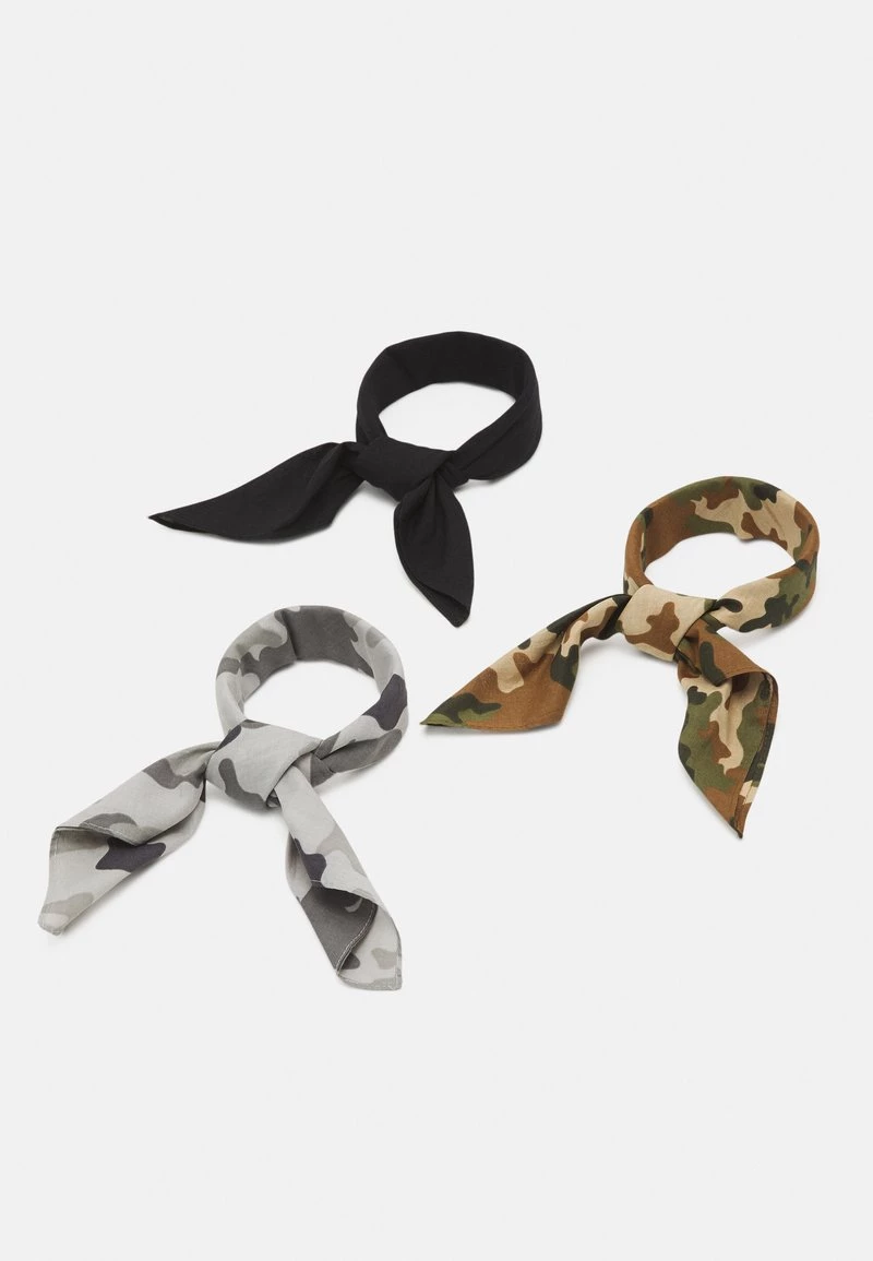 Pier One Unisexo BANDANA UNISEX 3 PACK - Pañuelo - Black/grey/olive 3 Pier One Unisexo BANDANA UNISEX 3 PACK - Pañuelo - Black/grey/olive