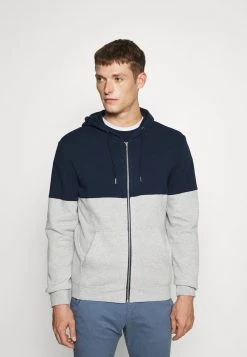 Pier One Hombre Sudadera Con Cremallera - Mottled Grey/dark Blue