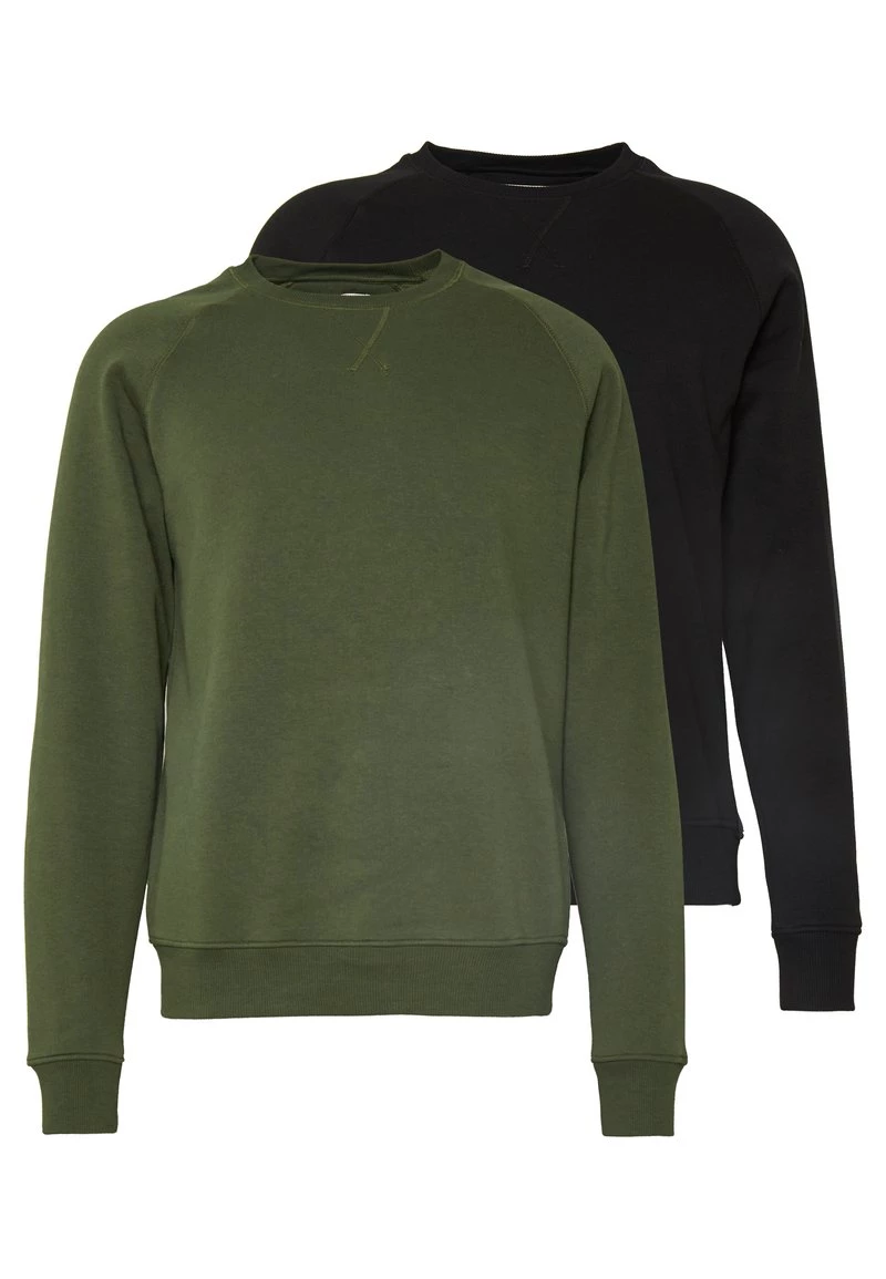 Pier One Hombre 2er Pack CREW NECK - Sudadera - Khaki/black 3 Pier One Hombre 2er Pack CREW NECK - Sudadera - Khaki/black