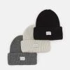 Pier One Unisexo 3 PACK UNISEX - Gorro - Black/dark Grey/off-white